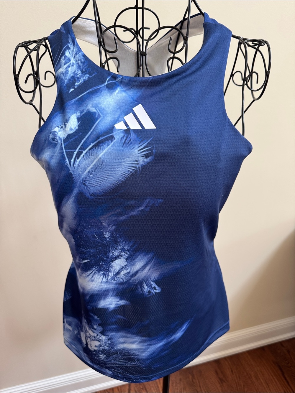 Adidas Melbourne Y Blue Graphic Racerback Tank - size Med